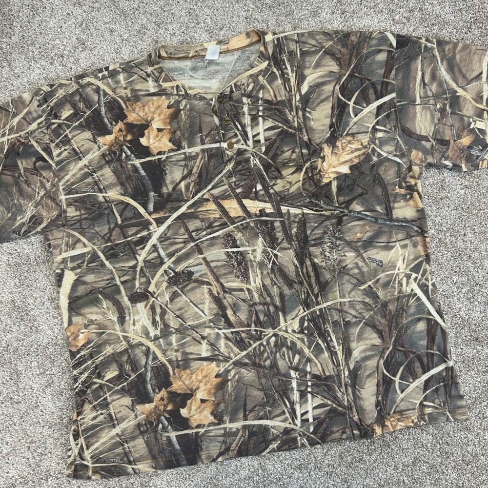Vintage Advantage Max-4 HD Camo Henley Long Sleeve NO SIZE TAG (3X) Men Hunting‎
